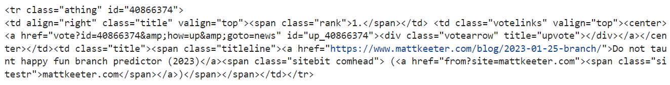 finding first article having athing class